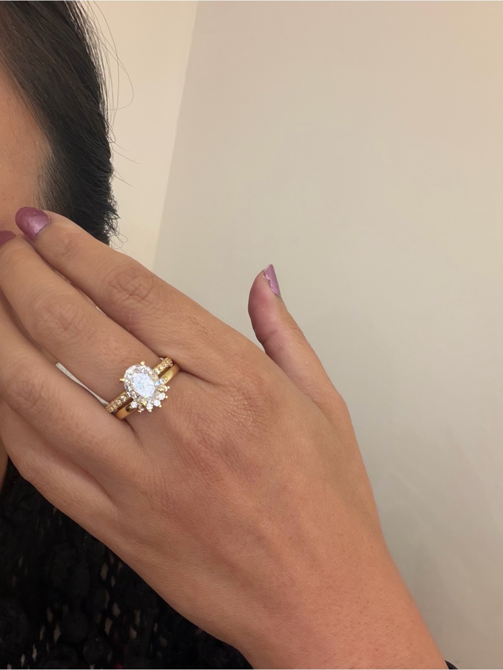 New 14K Gold plated CZ Crown Wedding Band Stackable Ring Set, Engagement 7&8